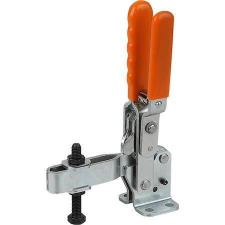 Kipp Toggle Clamp Vertical Steel, Horizontal Foot, Comp:Plastic, Comp:Orange, M=M10X80 K0059.0350